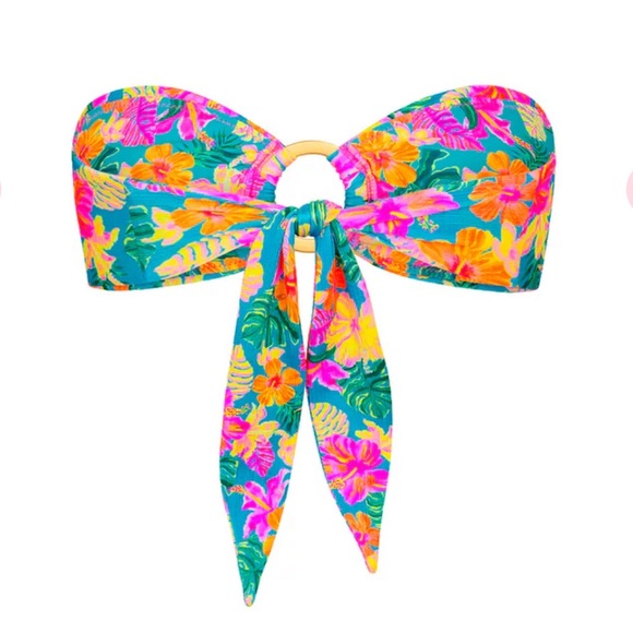 Kulani Kinis Blue Pink Yellow Floral Bikini Top SMALL - Picture 9 of 9